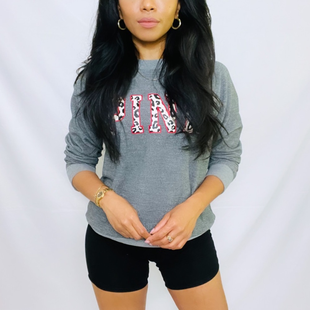 Victoria's Secret PINK | Grey Leopard Sweatshirt - Picture 7 of 11